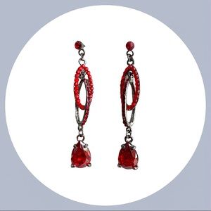 Red & Maroon Crystal Drop Earrings